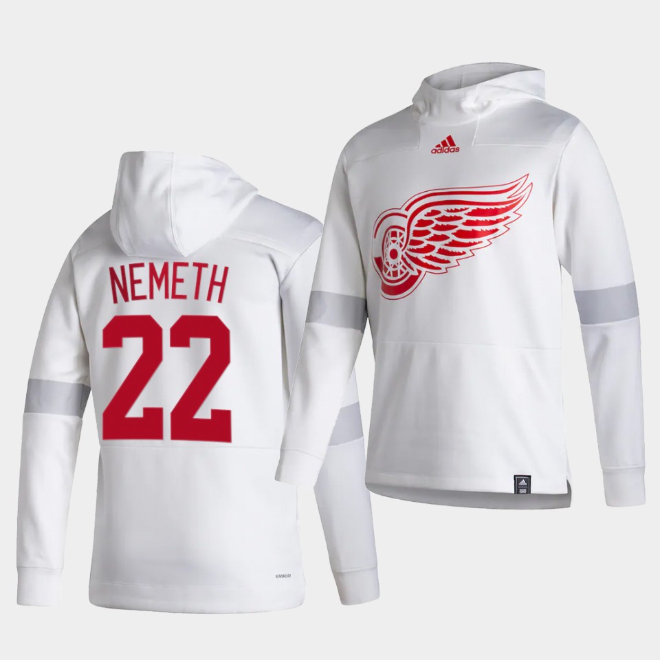 Men Detroit Red Wings #22 Nemeth White NHL 2021 Adidas Pullover Hoodie Jersey